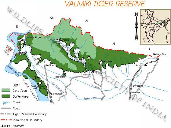 Valmiki Nagar Bihar Map Wpsi - Wildlife Protection Society Of India - Tiger Reserves Valmiki